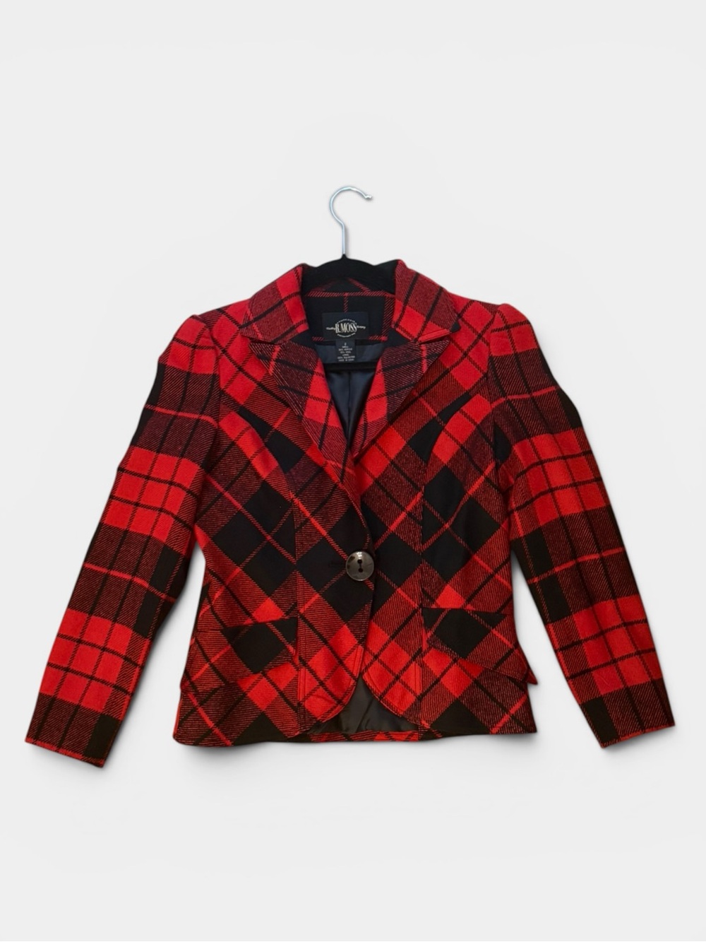 Tailor B. Moss Vintage (90s/00s) Red & Black Buffalo Plaid Blazer - Size 2 - Picture 2 of 9